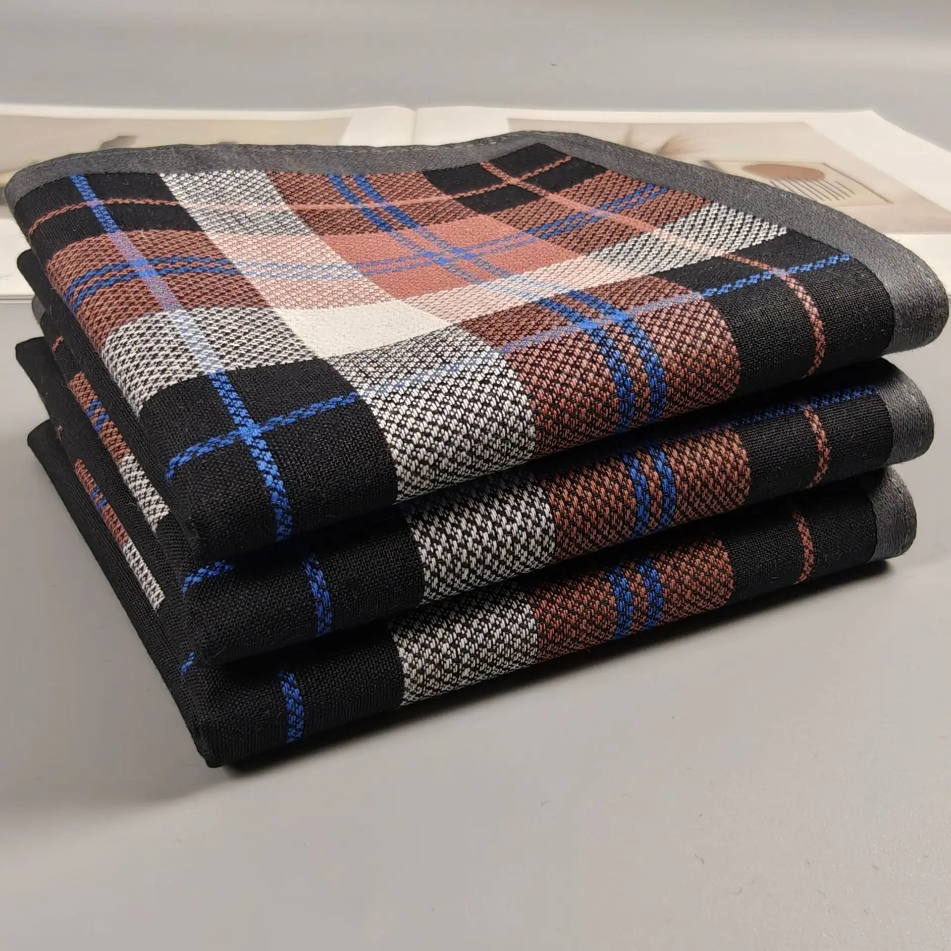 Men 100% Cotton Handkerchiefs, 39cm Sweat Absorbing Hankies, Spring Square Towels, Wholesale Festival Gifts for Gentlemen