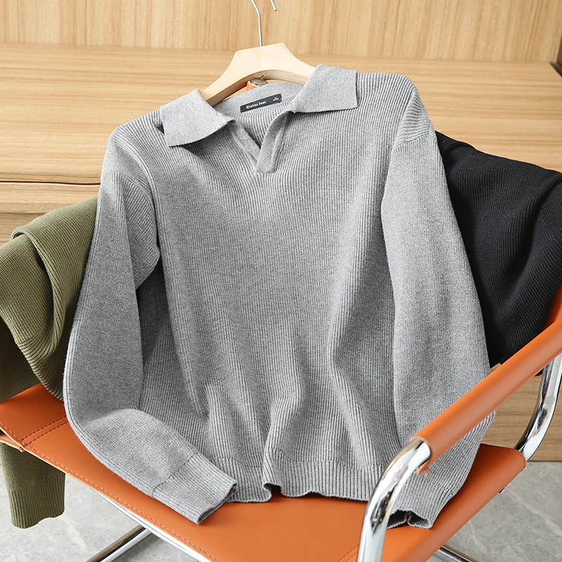 

Ne Knitwear Casual Luxury Men's Pullover Faionable V-Ne Pure Color Spring Autumn Youth Faion Urban Sle