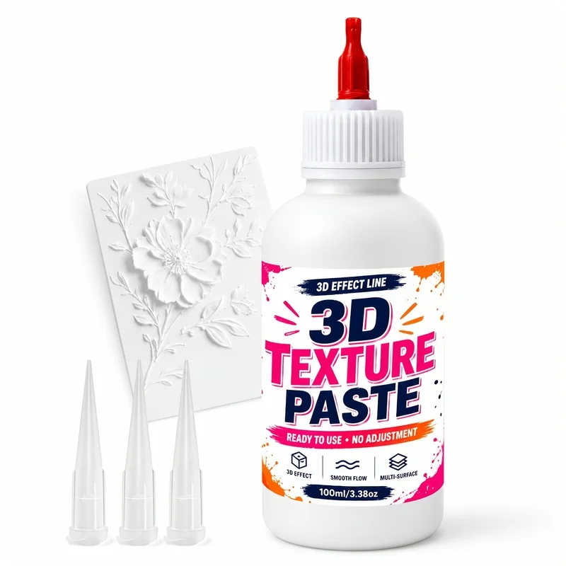 3D Texture Paste, Acrylic Squeeze Line Paste,  Easy to Use Sculpture And Line Drawing Gel, Halloween And Christmas Gifts (White)