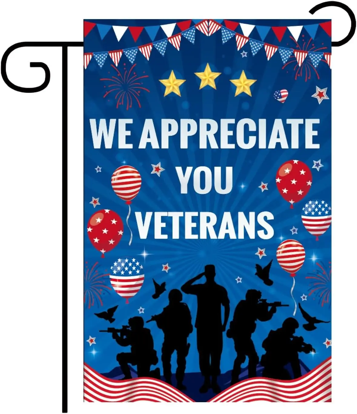 Veterans Day Garden Flag, Double-Sided We Appreciate You Patriotic Yard Flag 11.8"x17.7", Thank You Veterans House S AAI MZZ GGO