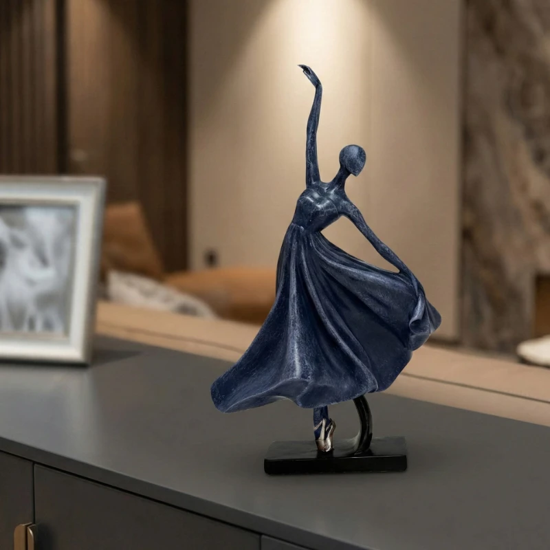 Abstract Art Figurine Sculpture Vintage Resin Dancer Statue Craft for Living Room Hallway Office Figure Decoration Birthday Gift