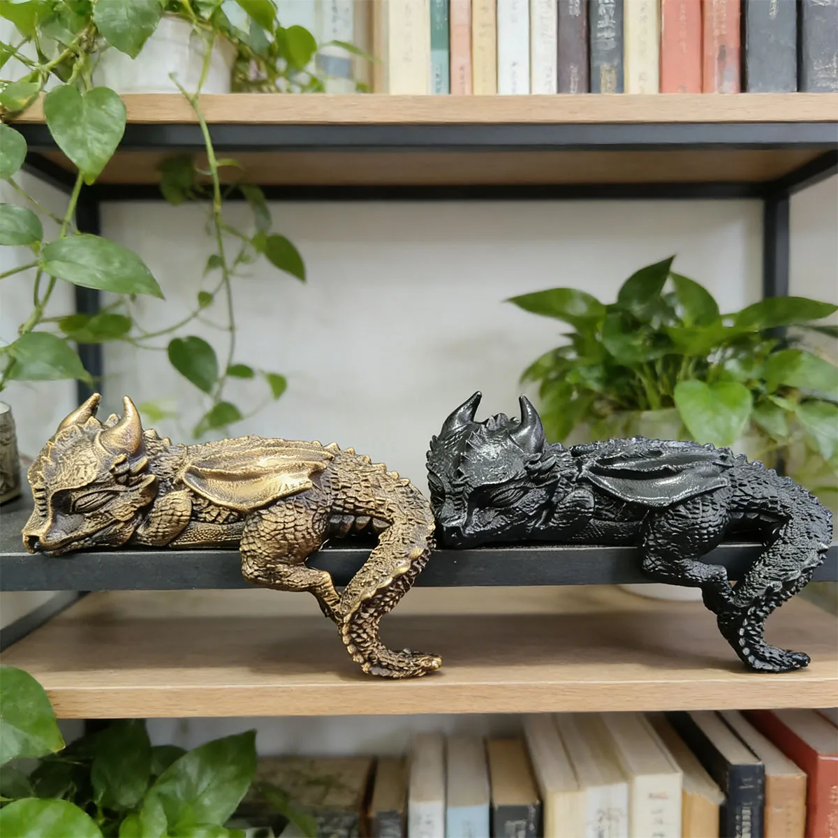 Resin Decorative Statue of a Sleeping Dragon with Wings, Designed to Lie on the Edge, Suitable for Home Decor or as a Collectible, Ideal for Indoor/Outdoor Decoration in Living Rooms, Study Rooms, or Tv Cabinets