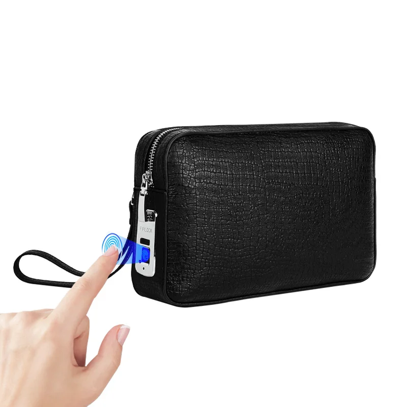FIPILOCK Clutch Purses Bags Woman for Men Handbags with Smart Fingerprint Unlock Credit Card Holder Mobile Phone Wristlet Bag
