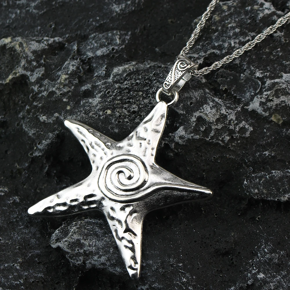 الكلاسيكية نجم البحر قلادة قلادة للنساء القوطية الهيب هوب فضي اللون الخماسي ستار سلسلة القلائد Y2K الرجال المجوهرات هدايا