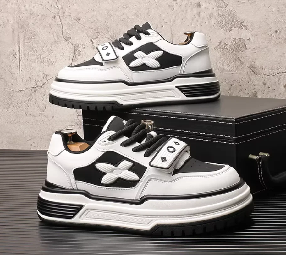 

Sneakers Casual Mens Designer Punk Bling Board Shoes Fashion Microfiber Leather Breathable Height Increased Flat Platform Shoes