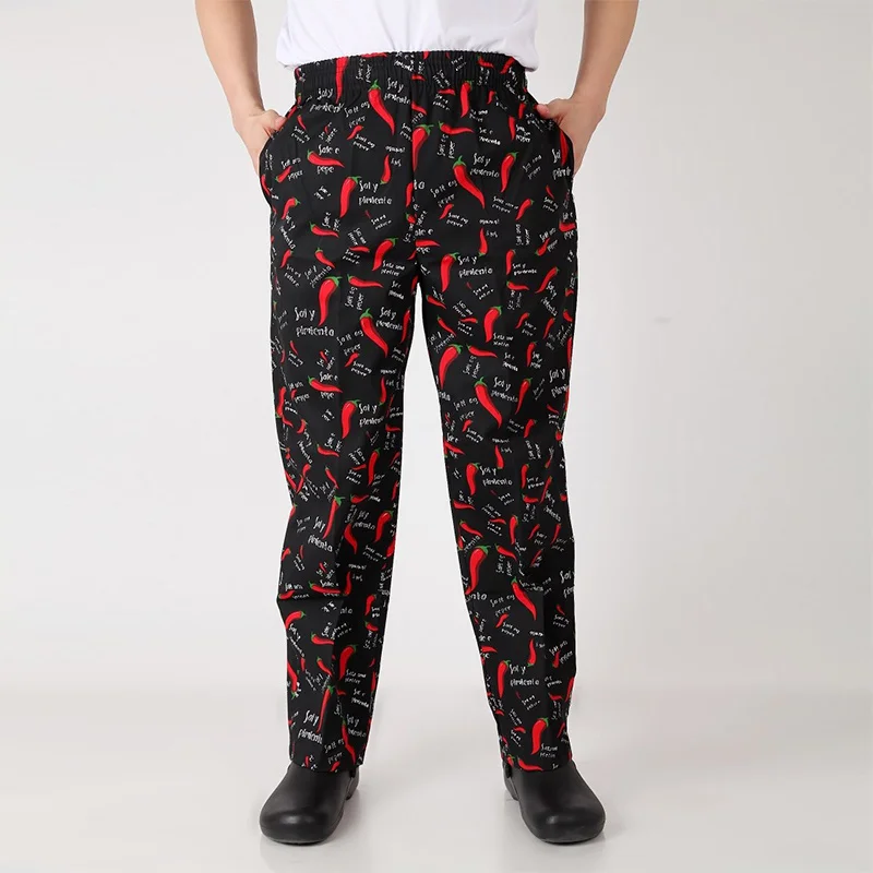 Pantalones de trabajo de cintura elástica para hombres, pantalones de chef para el desayuno, pantalones de chef para adultos, hotel, cocina, camarero, camarera, alta calidad