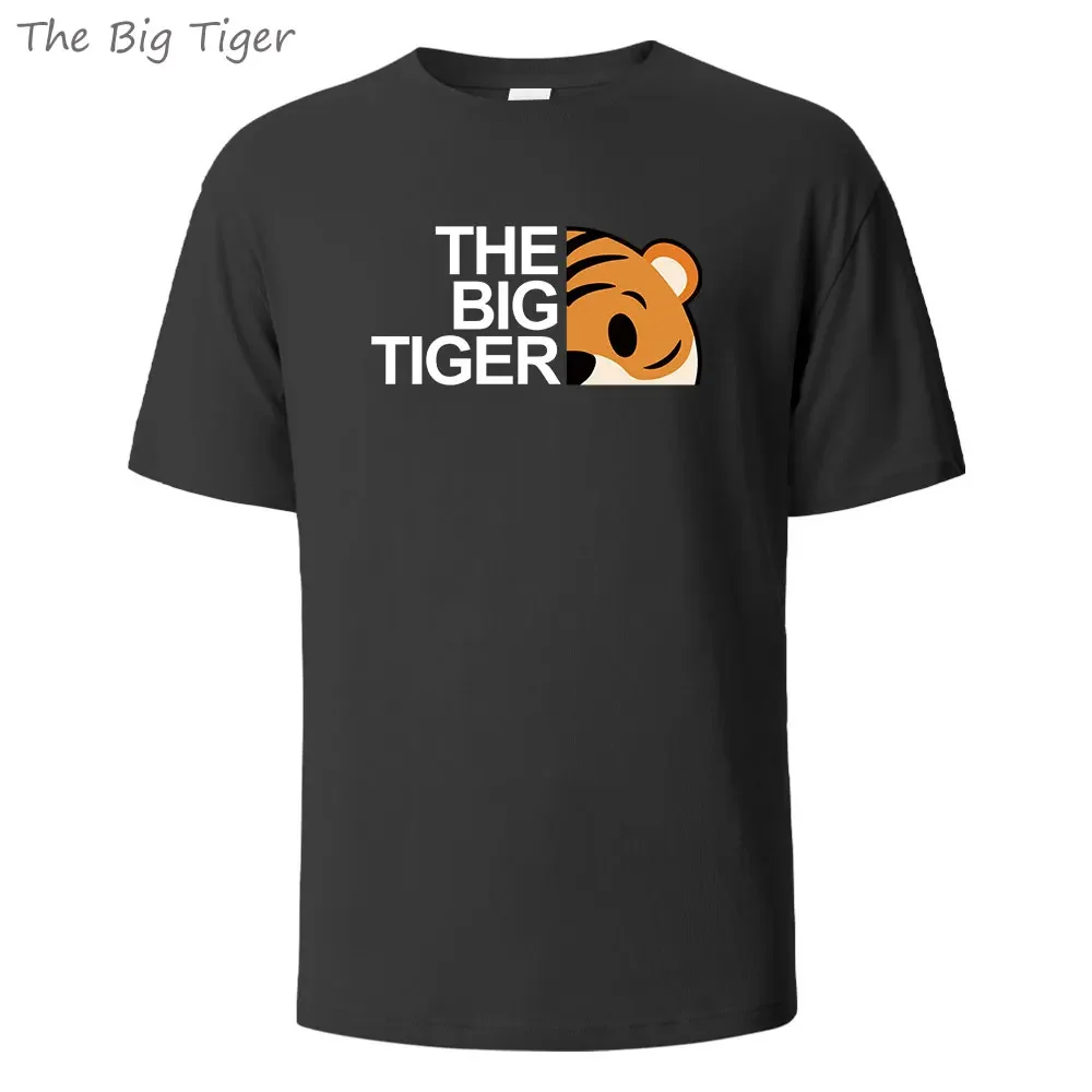 The Big Tiger Printed Classic Cotton Tee Relaxed Fit Round Neck Breathable Fabric Casual Everyday Tshirt Men's Kids T-shirt Top