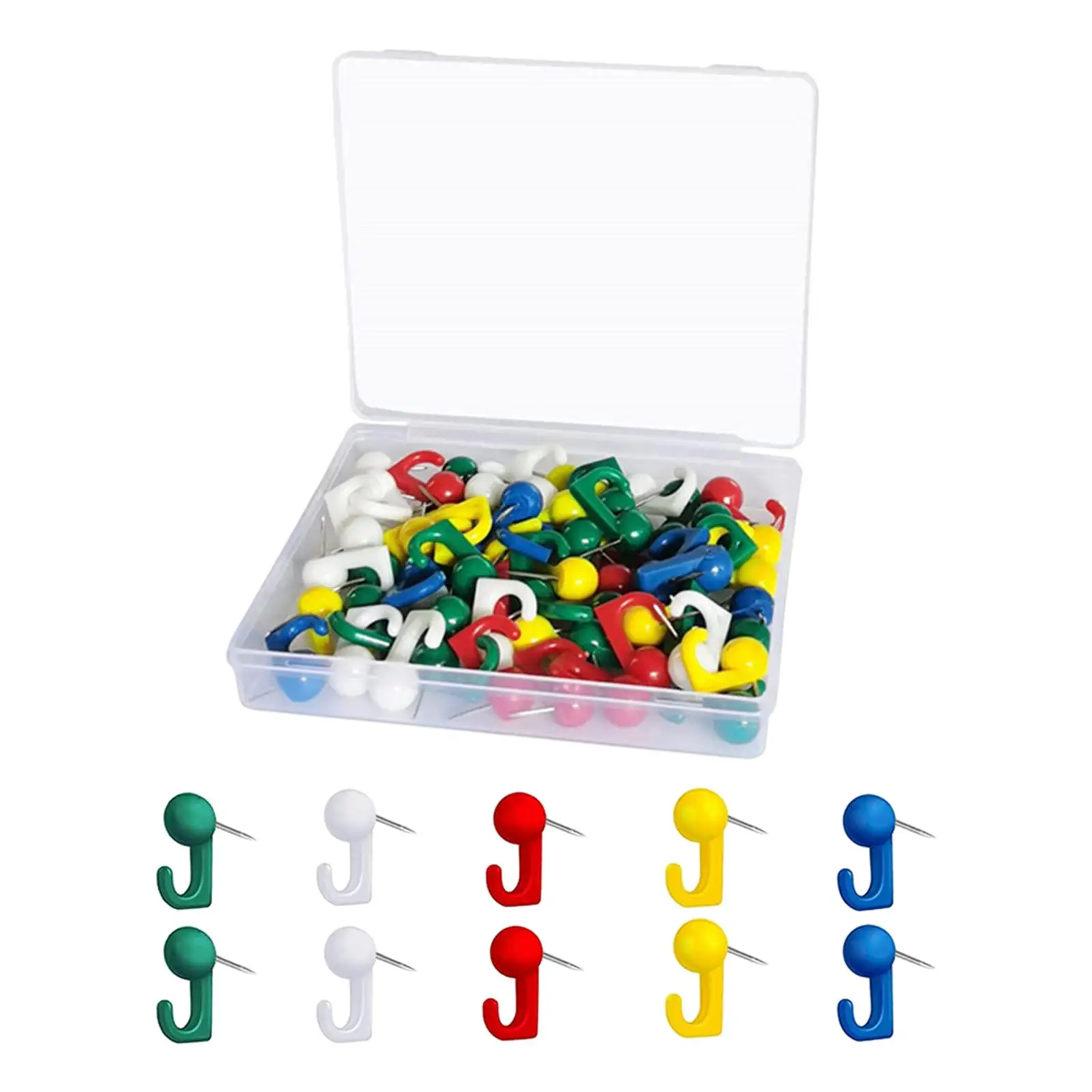 100 Pcs Hooks Hangers Decorative Mixed Color Colorful Tacks Thumb Tacks for Map Cork Board Oil Painting Documents School