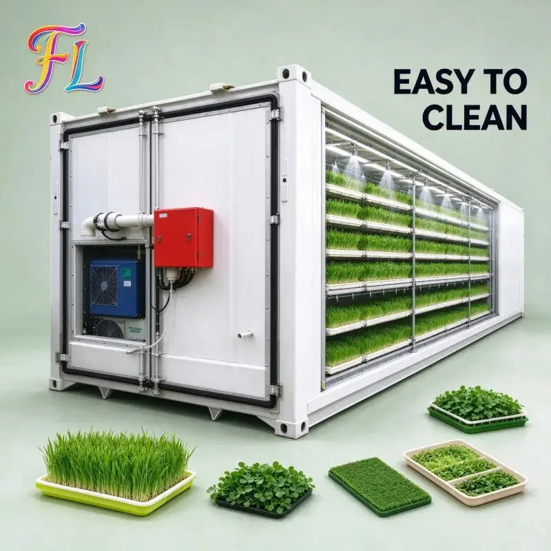 Container Hydroponic Fodder Machine Mobile Shipping Container Sprout Farm For Isolated Ranch Fodder Supply