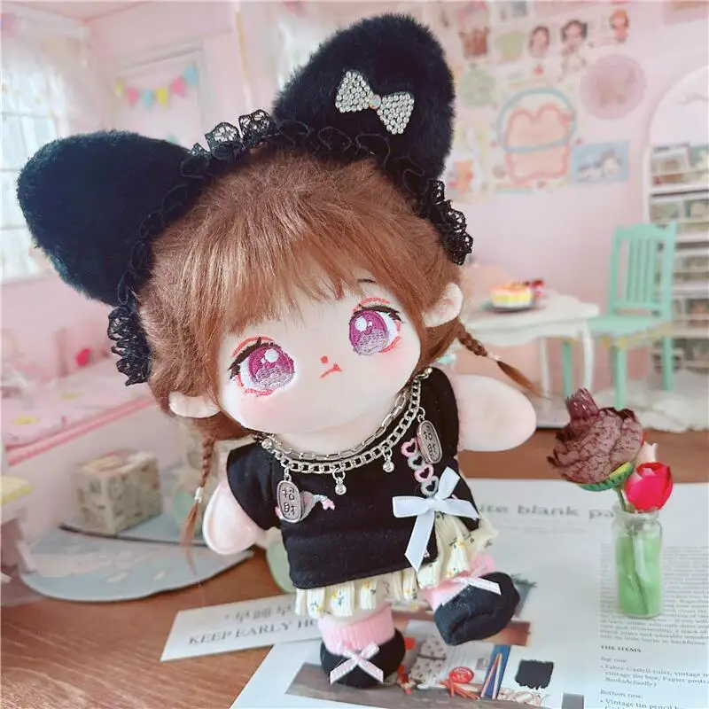 

20CM Star Doll Clothes Headband+Coat+Necklace+Skirt+Shoes Dress Up Cute Plush Dolls Accessories Kpop EXO Idol Doll Fans DIY Gift