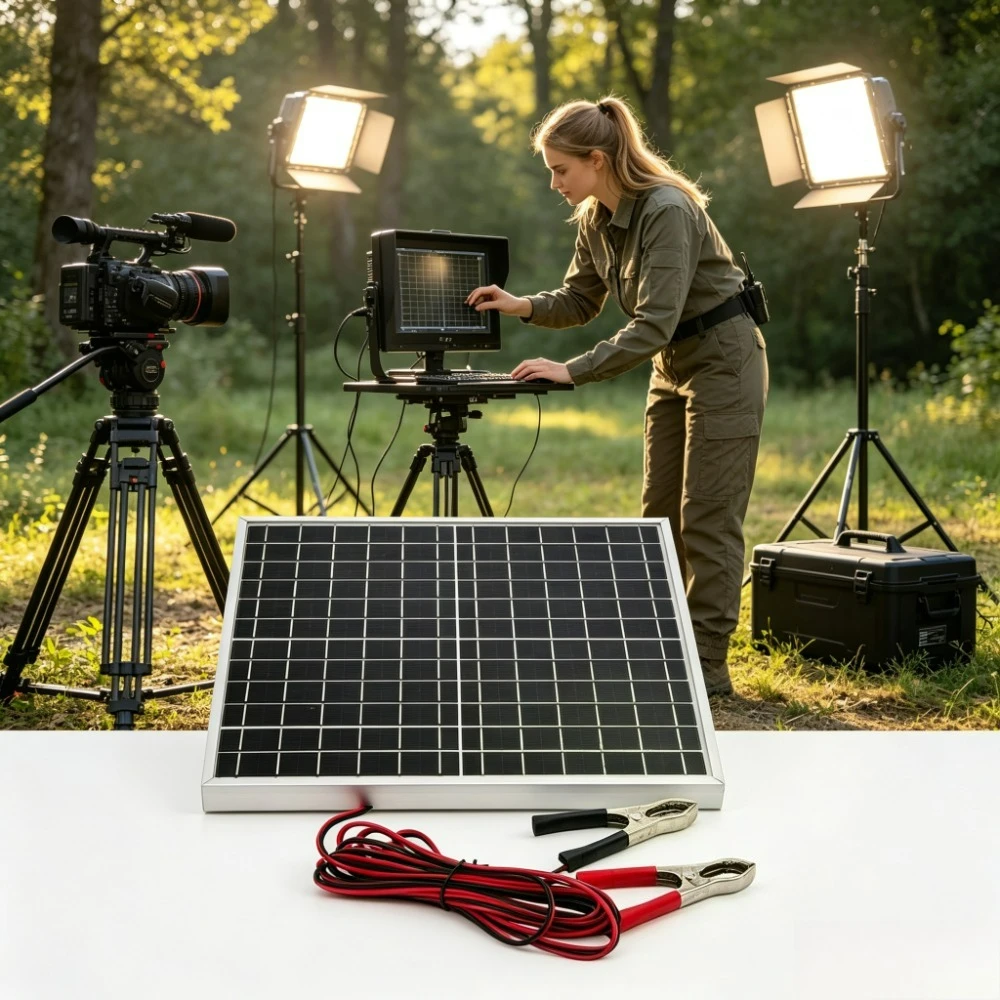 Portable 12W 12V Off Grid Solar Panel Monocrystalline Cell Aluminum Frame with Solar Charge Controller Alligator Leads Outdoor