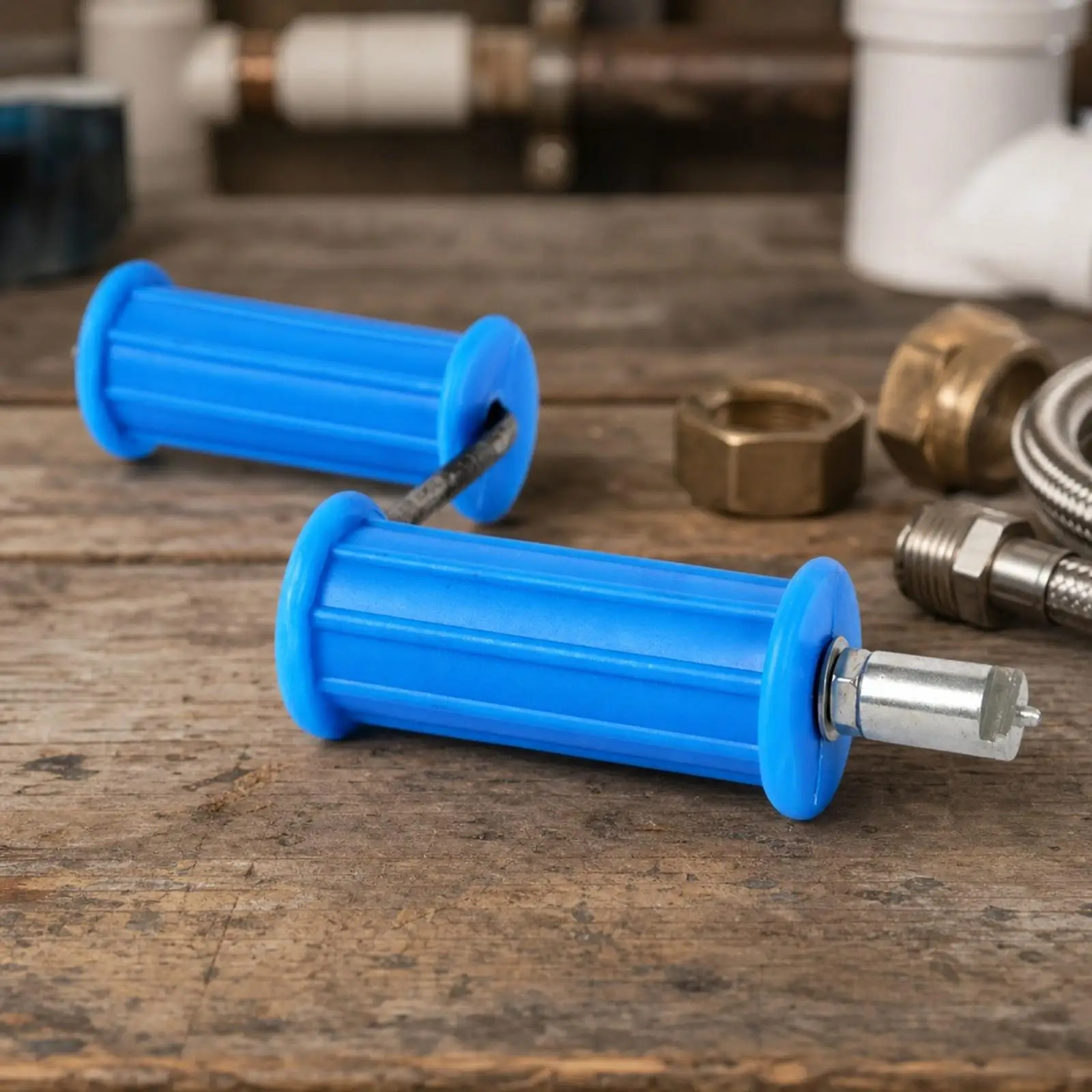 Unclogging Tool Crank Handle for Drain Spring with Ribbed Grip and 16mm Metal Fitting for Sink and Tub Use