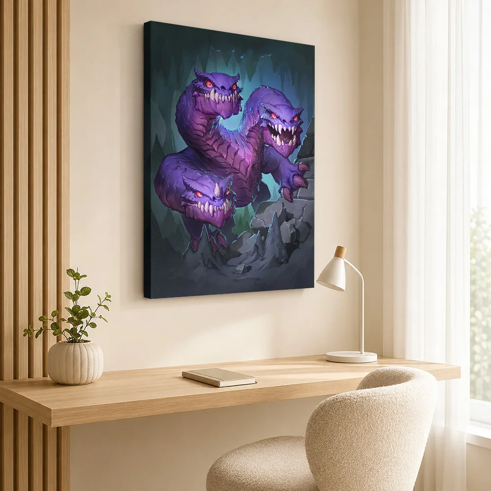 Cave Hydra Framed Canvas Print Posters Graphic Style Canvas Wall Art With Personalized Photo For Studio Ideal Collector Gift