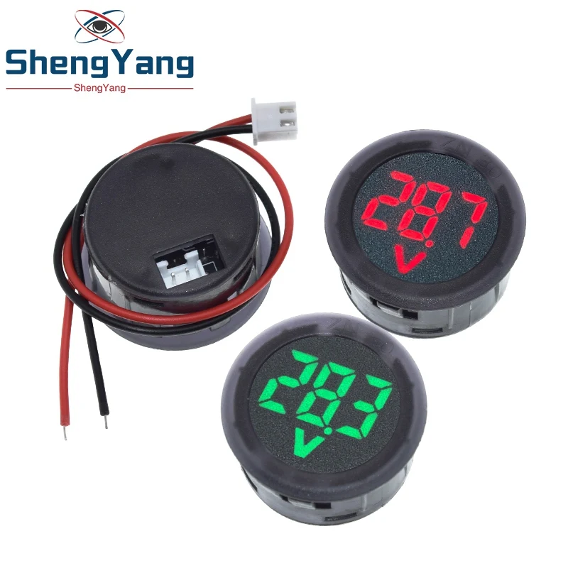 DC5-100V Digital Voltmeter LED Digital Display Circular Voltmeter Car Voltage Current Meter Volt Detector Tester Monitor Panel image 4