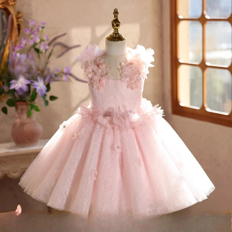 2026 Children Evening Dress Girls Birthday Flower Princess Gown Host Piano Performance Outfit Pageant Formal Attire Kids Party