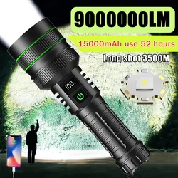 3500M Long Range Tactical Torch 9000000LM High Power Led Flashlight Usb Rechargeable Strong Light Lamp Outdoor Portable Lantern