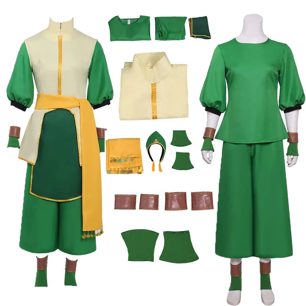 Anime Movie Avatar The Last Airbender Toph Beifong Cosplay Costume Women Fantasy Hat TOP Pants Belt Clothing Halloween Carnival