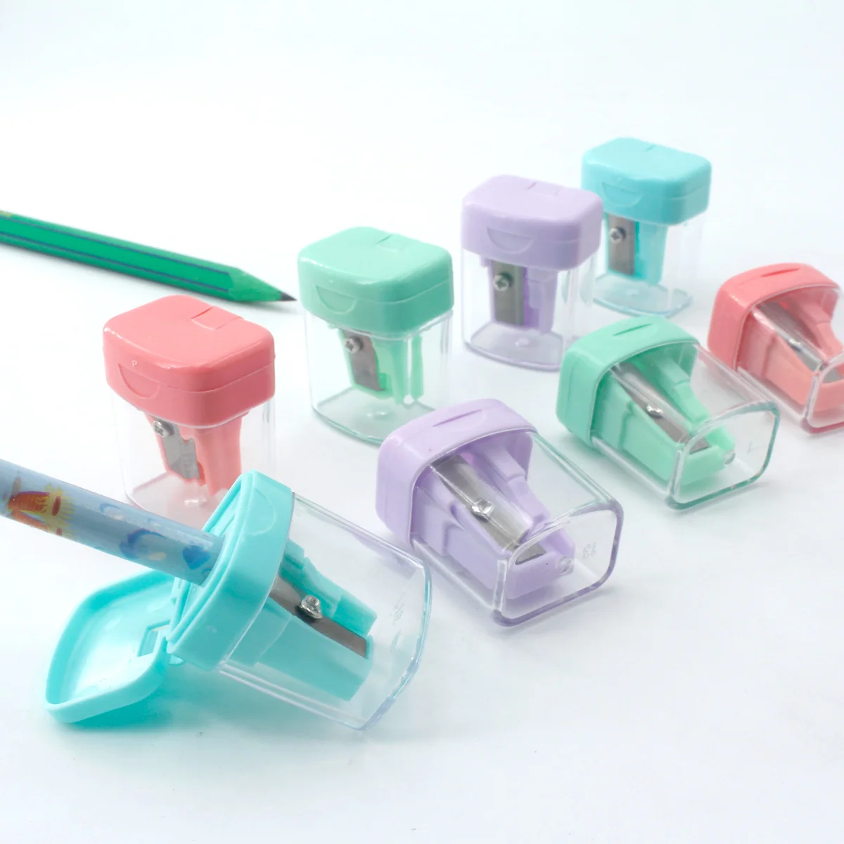 Mini 28Pcs Macaron Single Hole Clamshell Compact Pastel Pencil Sharpeners,,Easy to Carry,Essential  for Schools and Offices