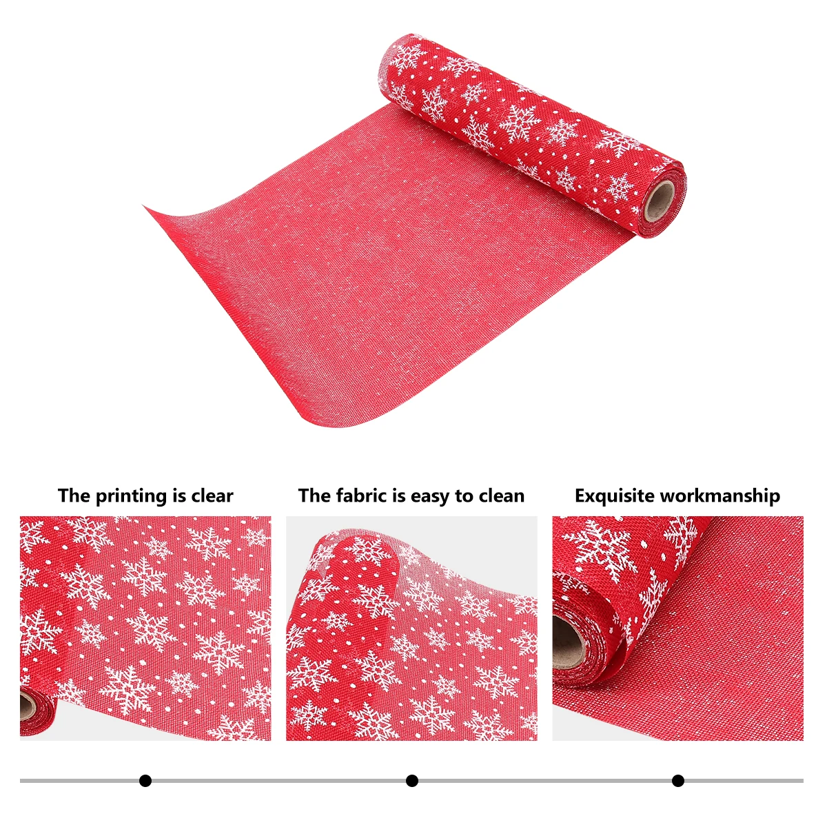 

Christmas Tablecloth Printed Fabric Practical Easy Clean Snowflake Pattern Joyful Dining Holiday Decor Runner Suitable