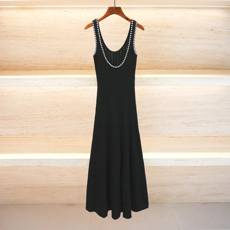 CHUJIE 2025, neues, robustes Kristallstrick-Set – bauchfreie Strickjacke mit Rundhalsausschnitt und ärmelloses Slip-Kleid, vielseitig einsetzbar für Frühling/Sommer/Herbst