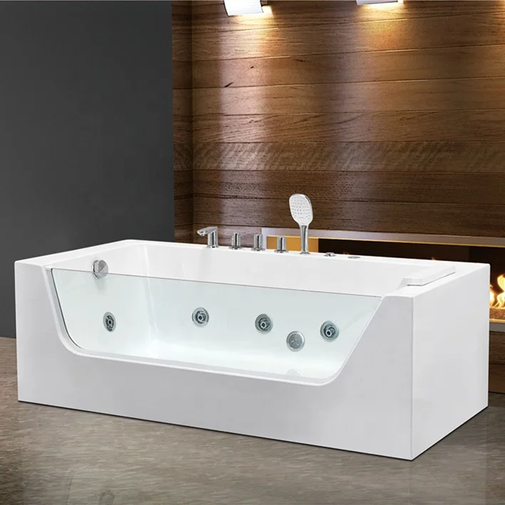 

Acrylic Square Bath Tub Back To Corner Freestanding Massage Bathtub For Bathroom 1700