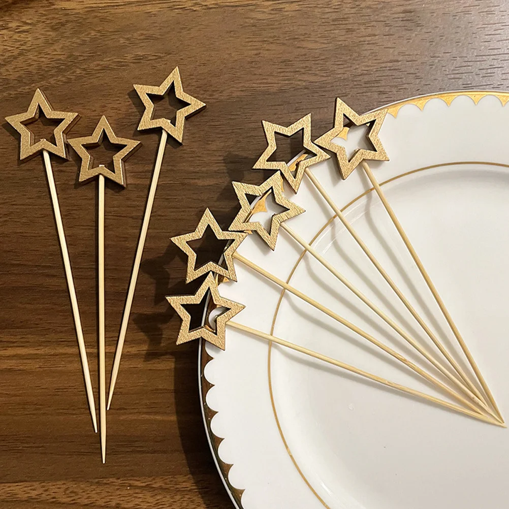 100 قطعة من أعواد طعام عيد الميلاد خمسة أعواد كوكتيل من الخيزران للمقبلات والحلويات والفواكه ومستلزمات الحفلات وعصي الوجبات الخفيفة #2