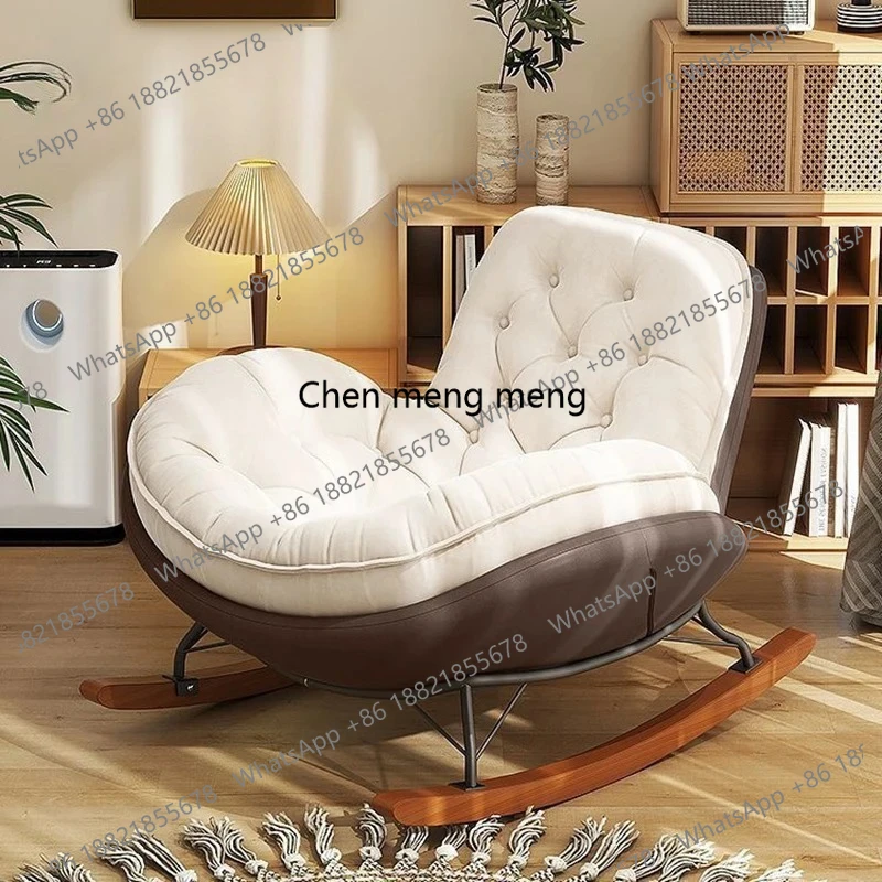 

Nordic Rocking Lounge Chair for Living Room Comfortable Soft Relaxing Chairs with Metal Frame Home Bedroom Sofa Chair Furniture