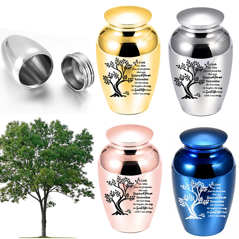 Small Keepsake Urn for Human Ashes Tree of Life Cremation Urns Mini Urns Perfect Aluminum alloy Memorial Ashes Holder