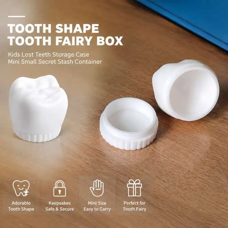 Tooth Shape Tooth Fairy Box Kids Lost Teeth Storage Case Mini Small Secret Stash Container