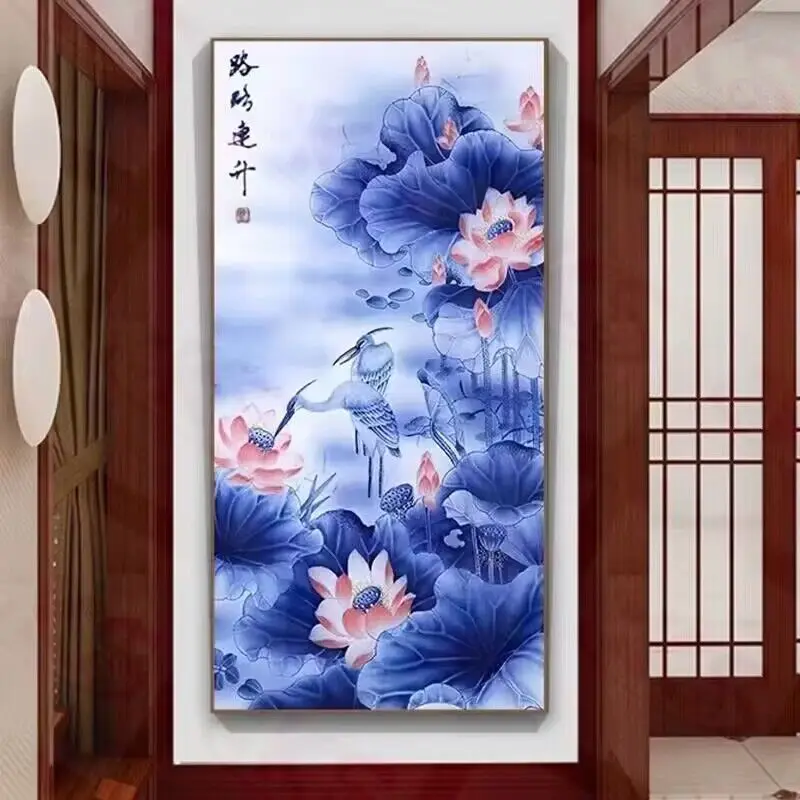 

Рукоделие, вышивка крестиком с принтом «сделай сам», наборы для вышивки, полный набор для вышивки крестиком, живописный журавль Лотос