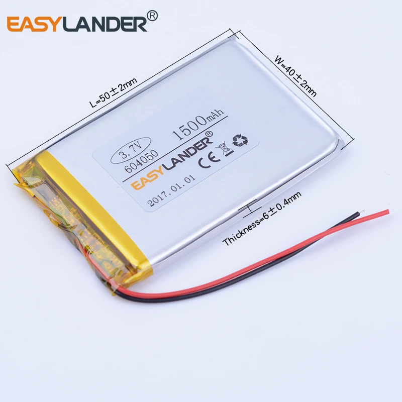 3000ชิ้น/ล็อต 604050   3.7V 1500mAh และ li-Polymer Li-Ion แบตเตอรี่สําหรับ GPS Navigator DVR MP3 MP4 จัดส่งฟรี