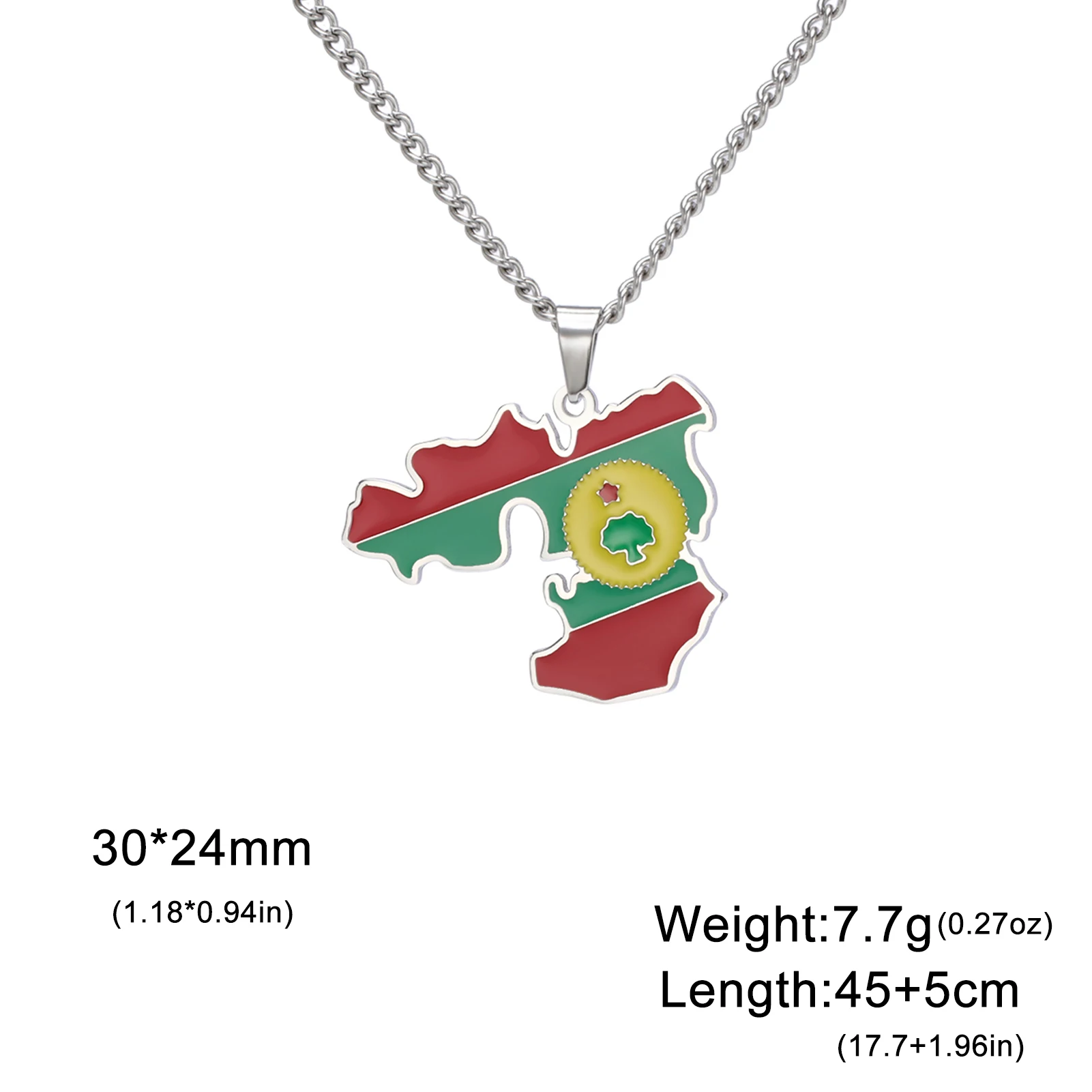 Amaxer Trendy Personalized Oromia Map & Flag Continent Outline Necklaces Charm Fashion Ethnic Choker Jewelry image 6