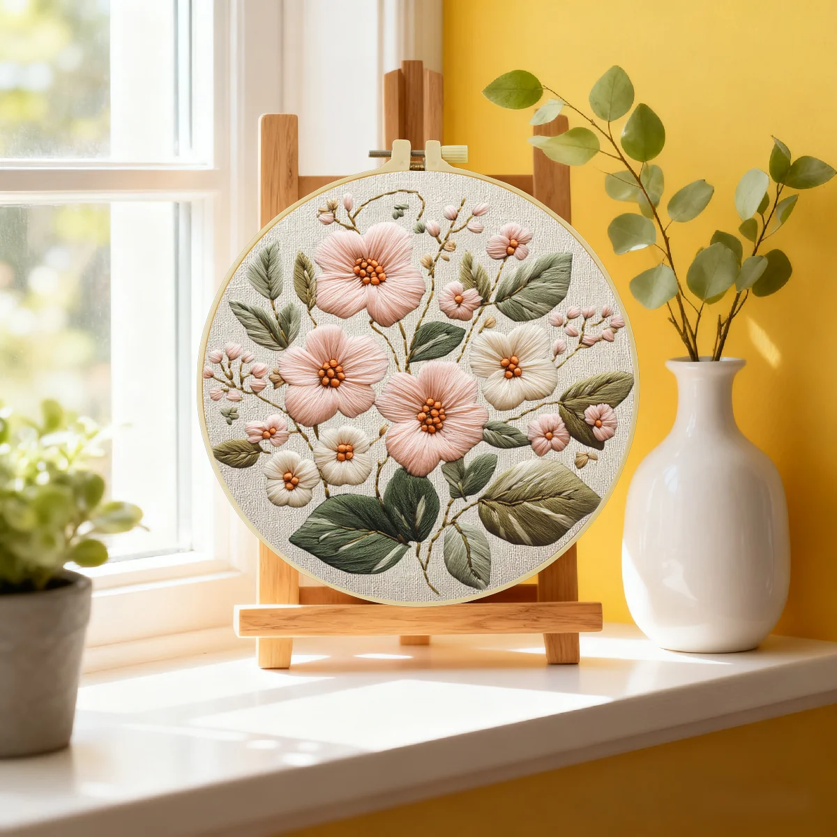1 Stück 20X20CM/15X15CM 7,87/6,3 Zoll Blumen-Stickerei-Starter-Kit DIY-Kit DIY-Stickerei-Set Handarbeiten Heimdekoration Malerei – Detail 2