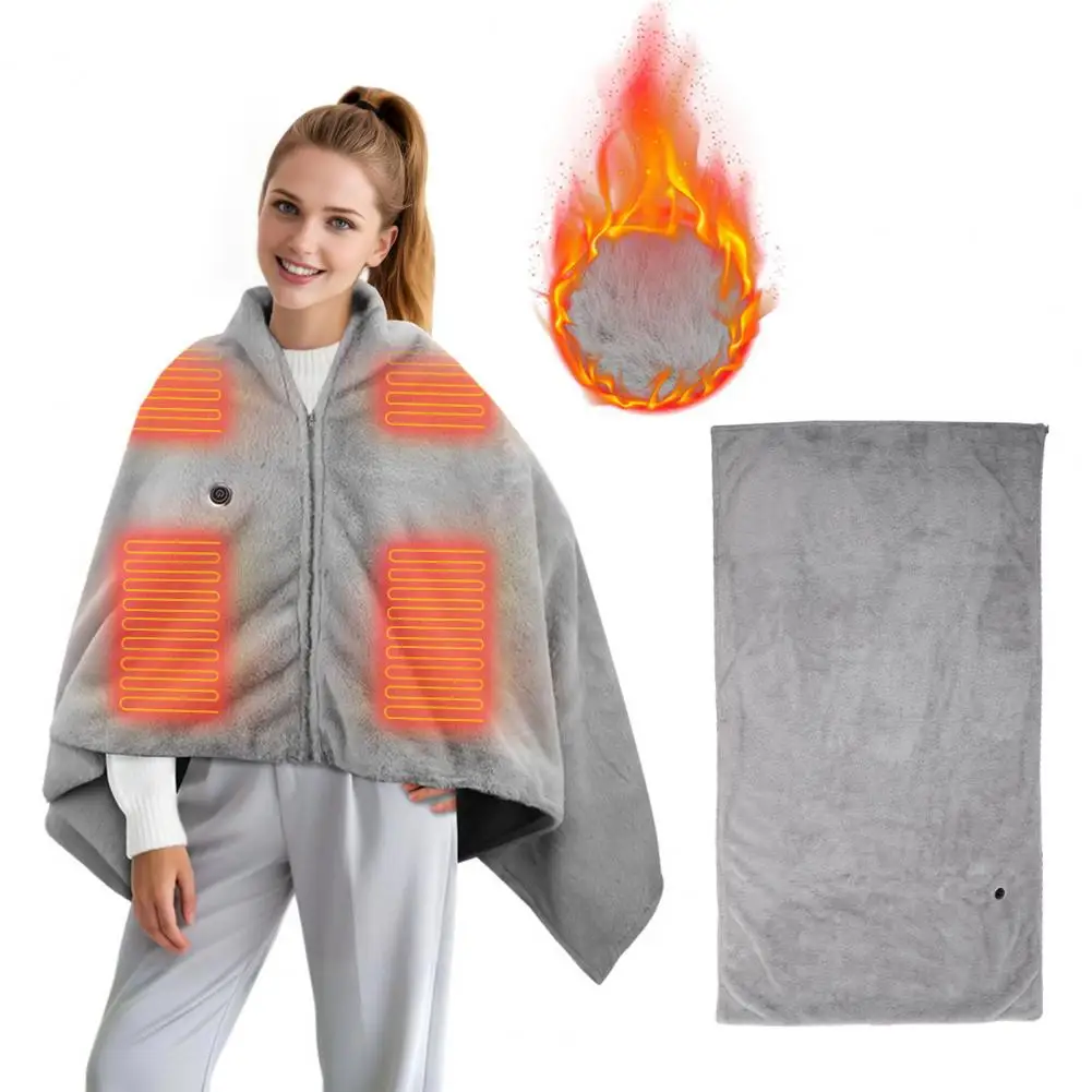 

Портативное одеяло с быстрым нагревом, портативное USB-шалевое одеяло с двухслойным мягким фланелевым флисом, 3 температуры, 8 обогрева для взрослых