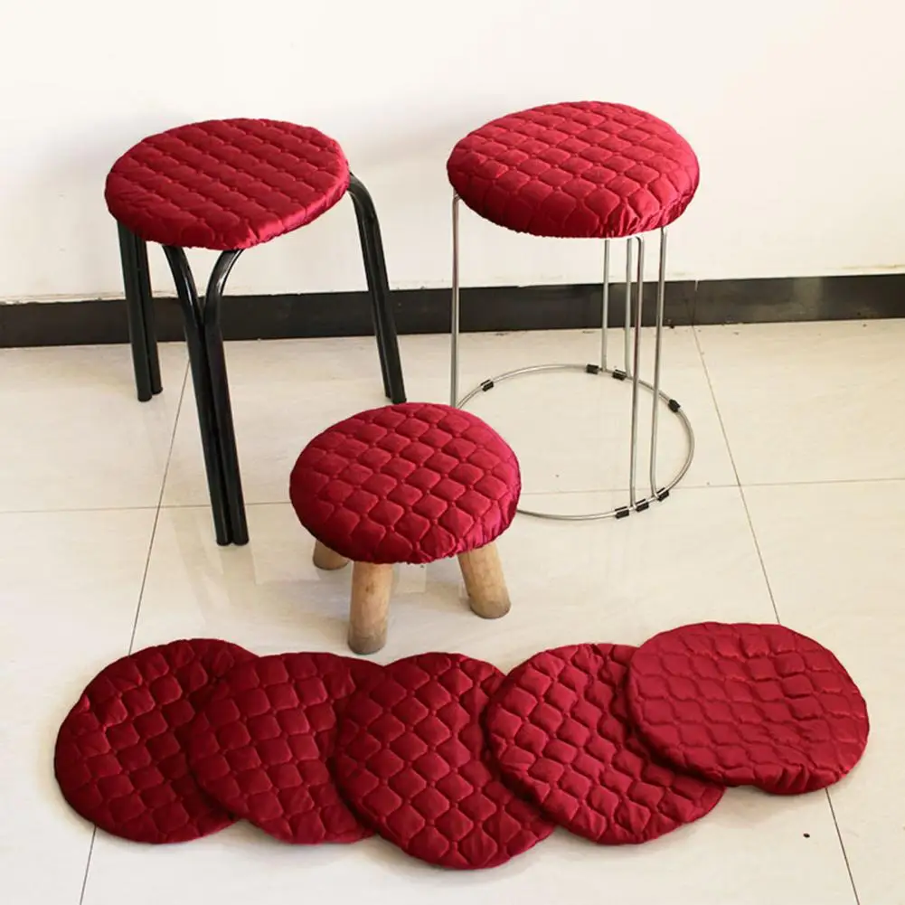 

Elastic Stool Cover Quilted Round Stool Cover for Bar Stools Soft Cushion Slipcover for 11-12 Inch Diameter Chairs Washable