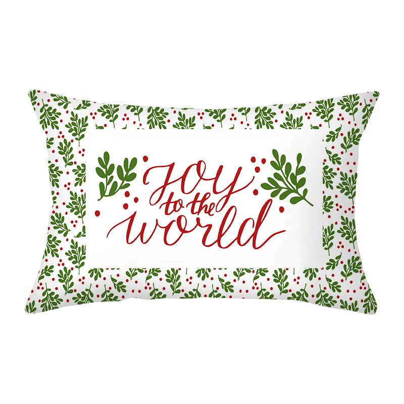 Red Christmas Pillowcase Green Letter Pillowcover Decorative Throw Pillows Polyester Cushion Cover 30X50 Sofa Cushion Home Decor