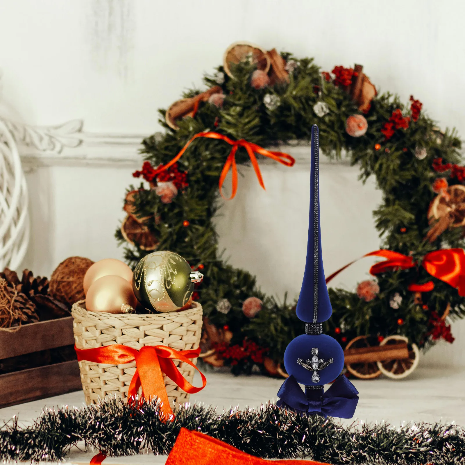 

Christmas Tree Topper Star Shiny Rhinestone Bowknot Decoration Xmas Bling Ornament For Holiday Party Home Decor Festival