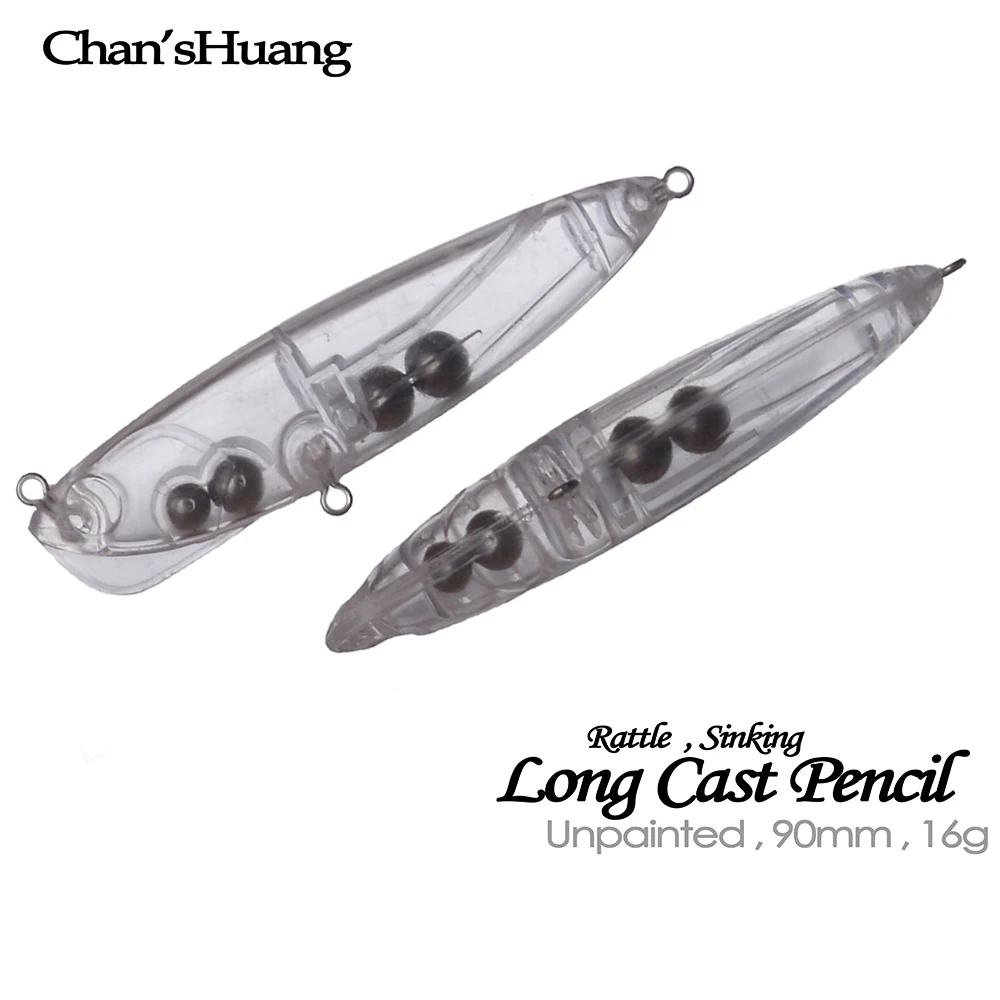 

Chan’sHuang 10PCS Unpainted Blank Fishing lures 9cm 16g Long Cast Pencil Magnet Inside DIY Handmade Artificial Fishing Lure