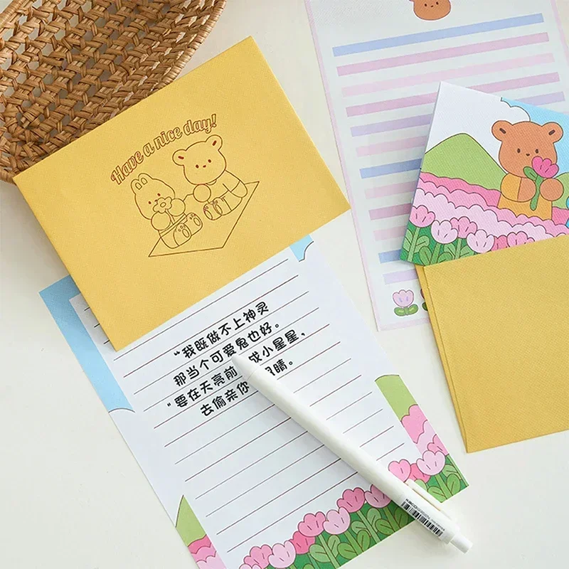 6pcs Cute Bear Rabbit Envelopes for Letters Kawaii Korean Stationery Letter Pads Greeting Card Cover Christmas Letter Paper