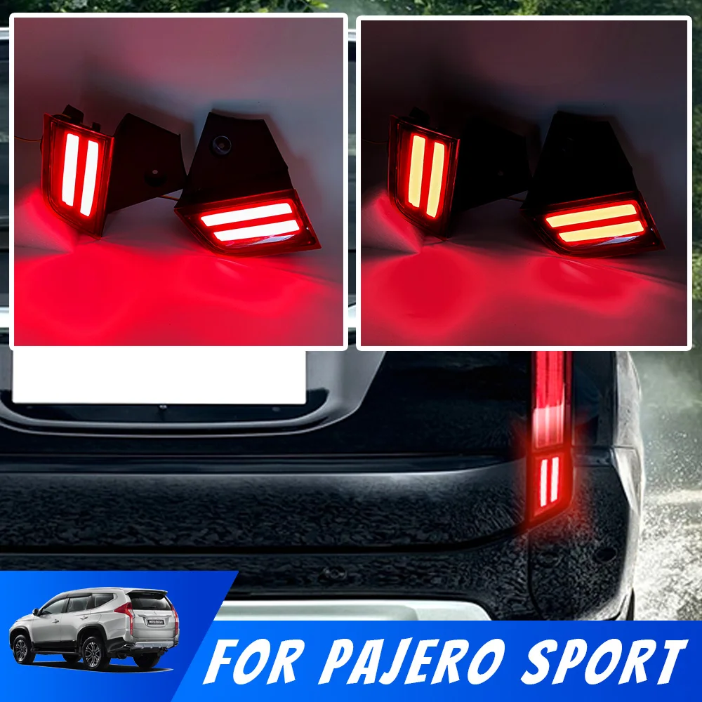 For Mitsubishi Pajero Montero Sport 2016-2020 2Pcs LED Rear Bumper Light Brake Driving Functions Tail Lamp Waterproof IP67 12V