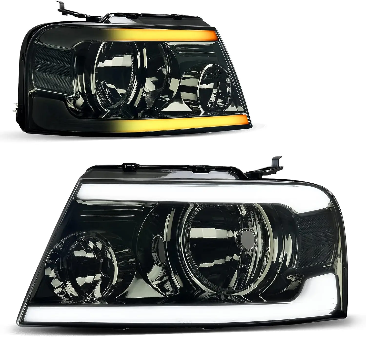 

2pcs LED Tube Headlights Assembly Compatible For 04 05 06 07 08 Ford F150 F-150 DRL Headlamp Replacement with Daytime Running