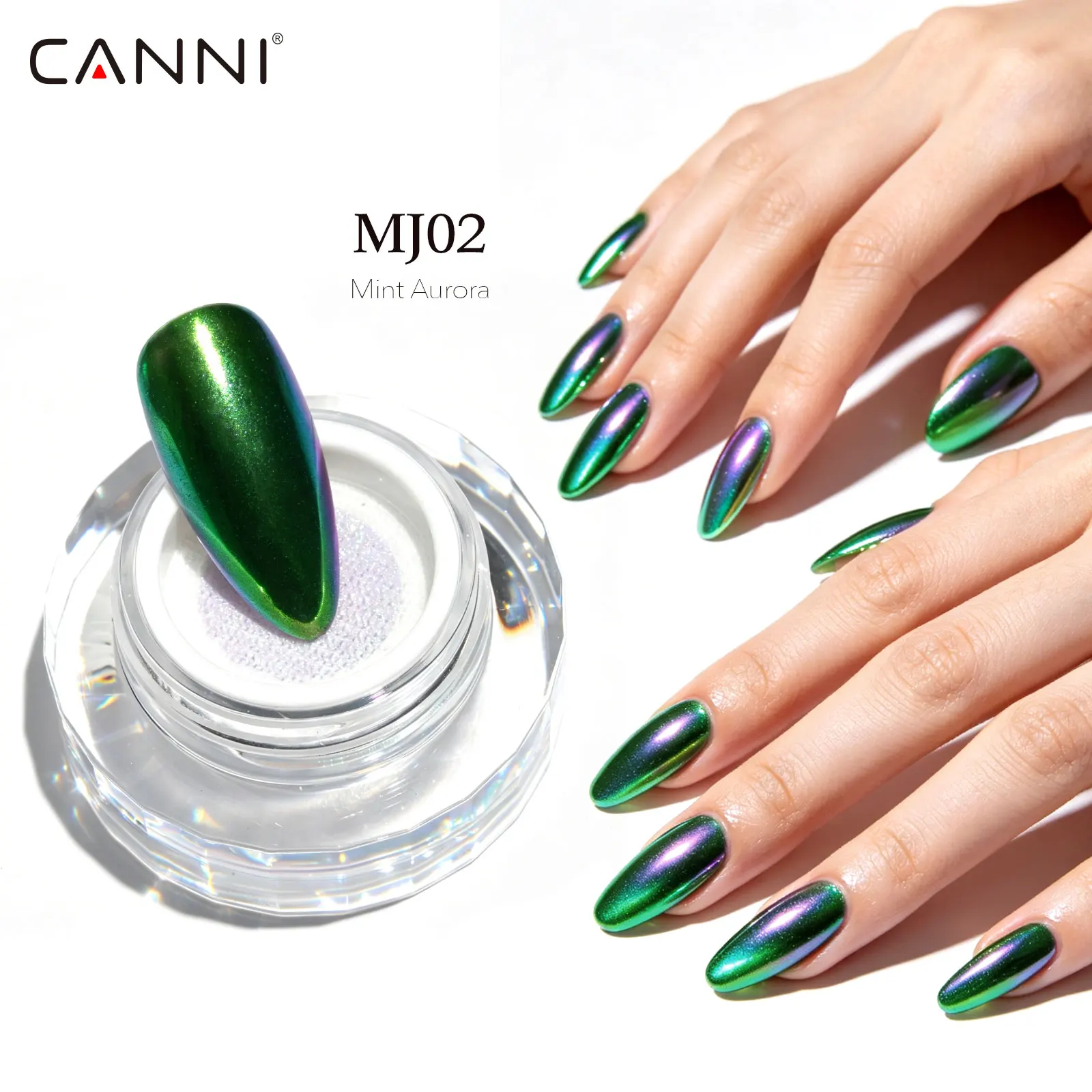 CANNI Spiegelchrom-Nagelpuder Aurora Perlmutt-Pigment Metallic-Effekt-Staub für UV-Gel-Nagelkunst-Dekoration DIY