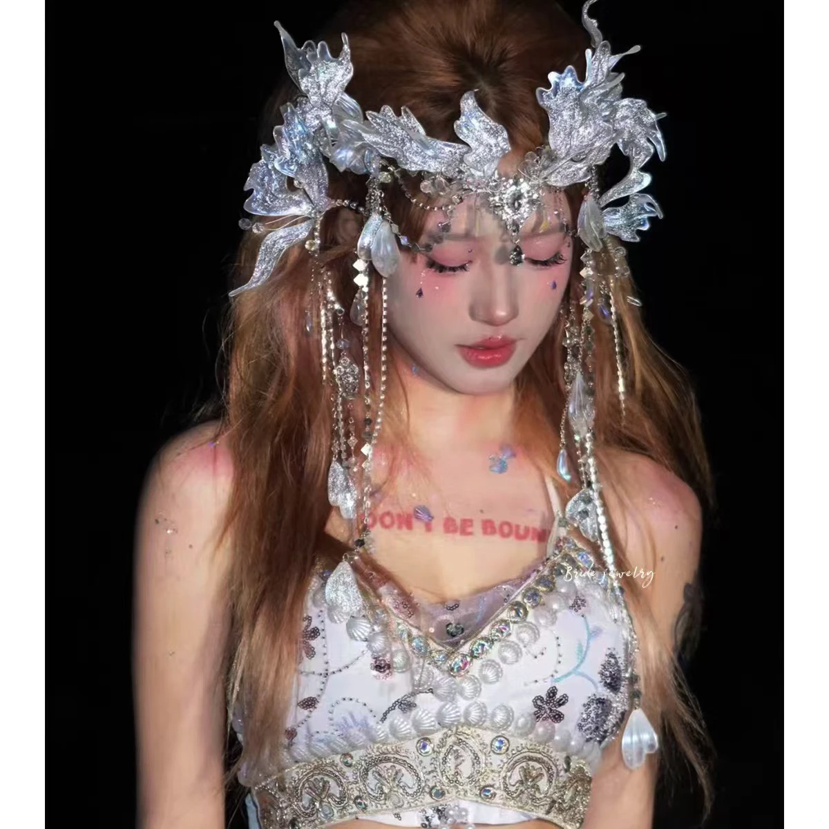 

New Mermaid Super Fairy Headgear Mermaid Fringed Headband Exotic Hair Accessories Hair Crown Hanfu Antique Accessories Women