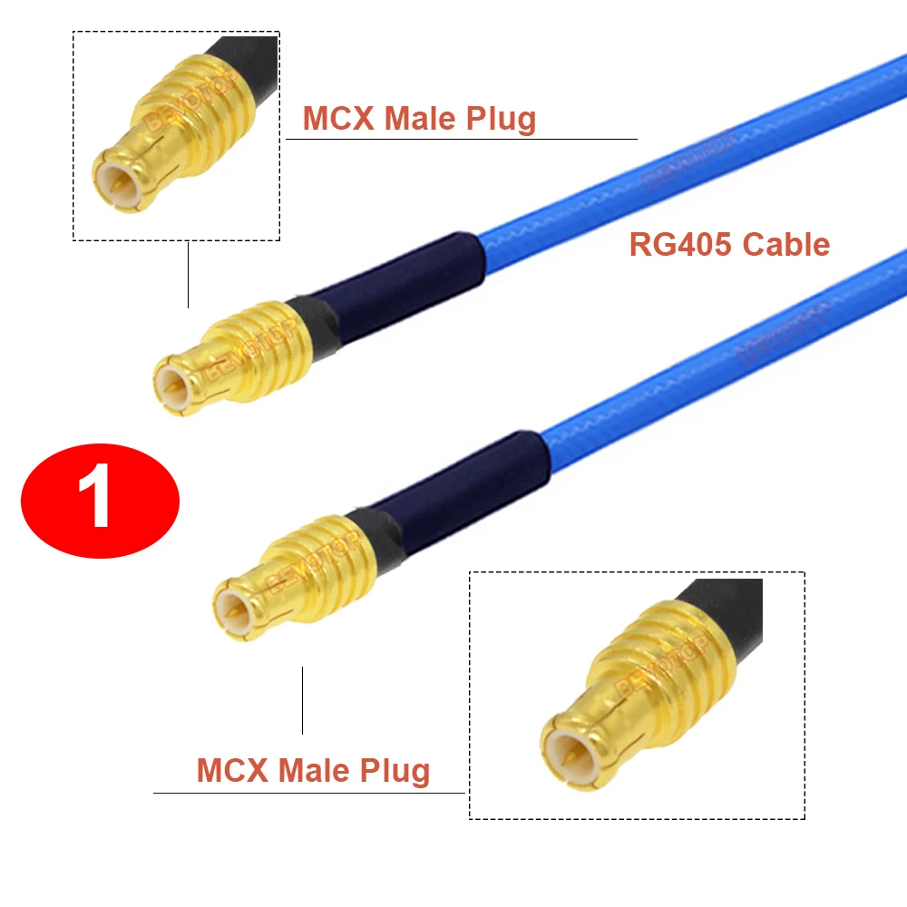 1PCS MCX RG405 Cable MCX Male to MCX Male Straight/Right Angle 90° Plug High Frequency RG-405 086 Pigtail MCX Jumper