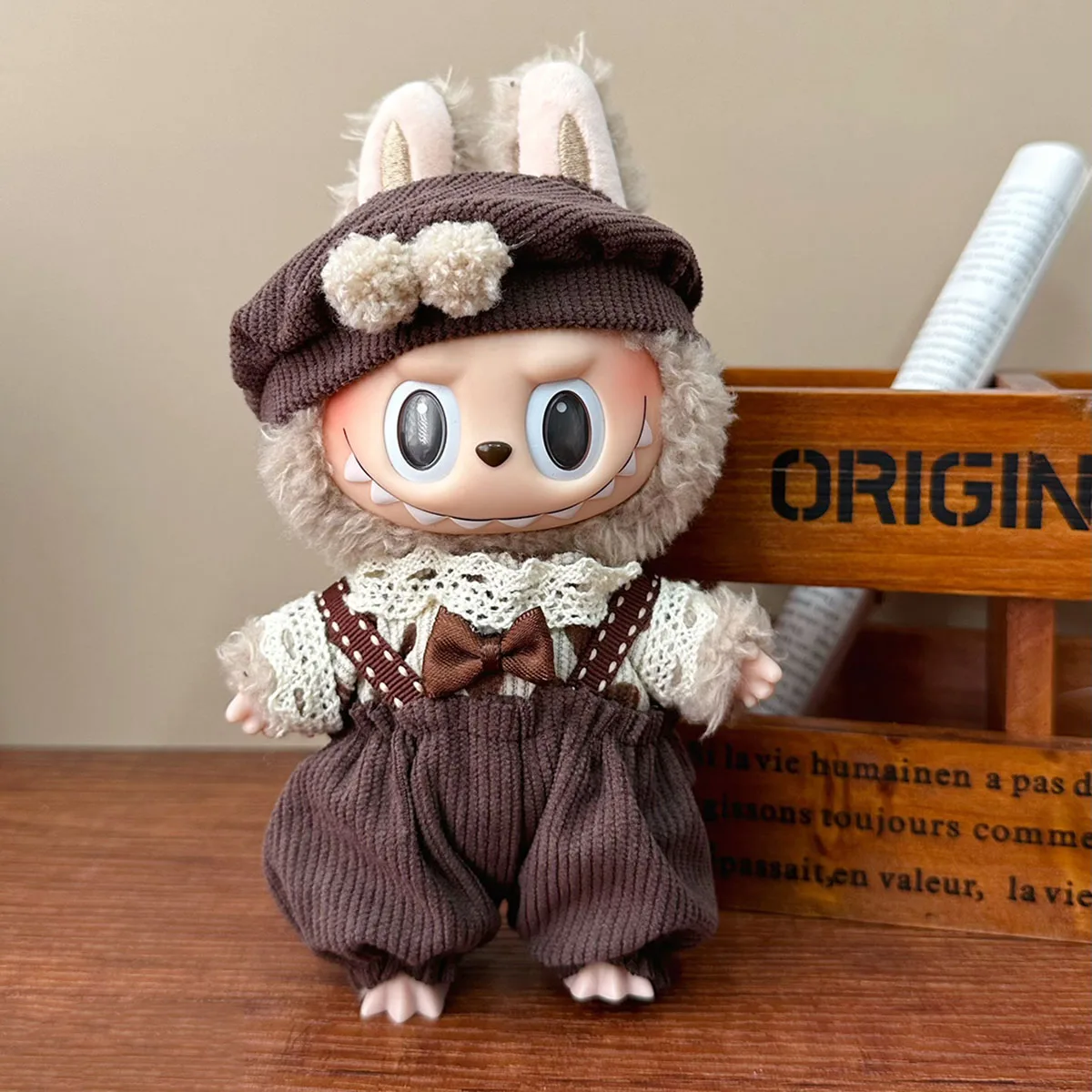 Cute Mini Plush Doll'S Clothes Outfit Accessories For 17cm Labubu Idol Overalls set Clothing Gift ﻿