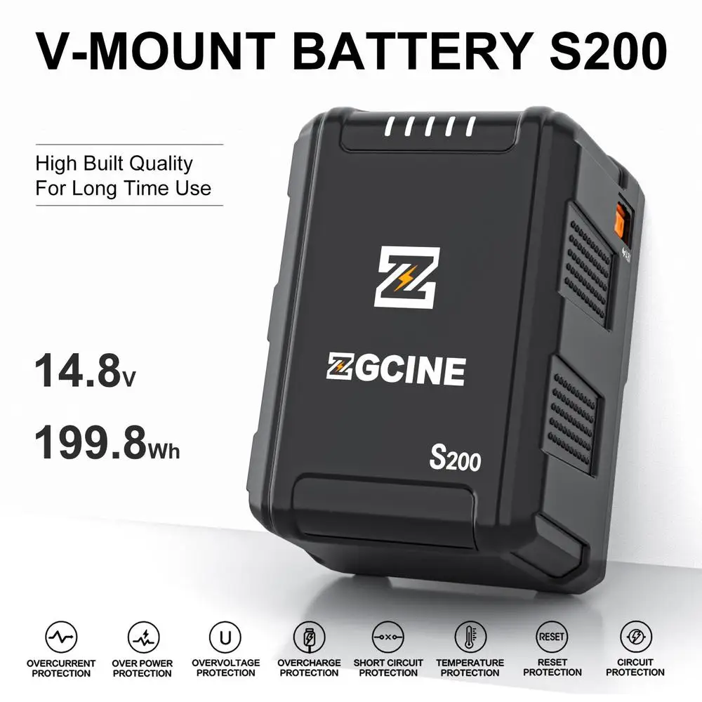 【Do BRASIL】ZGCINE ZG-S200 V160 V99 X99 V Mount Battery V-Lock Lithium Battery Pack for Camcorder/Digitais/Video Lights/Monitors