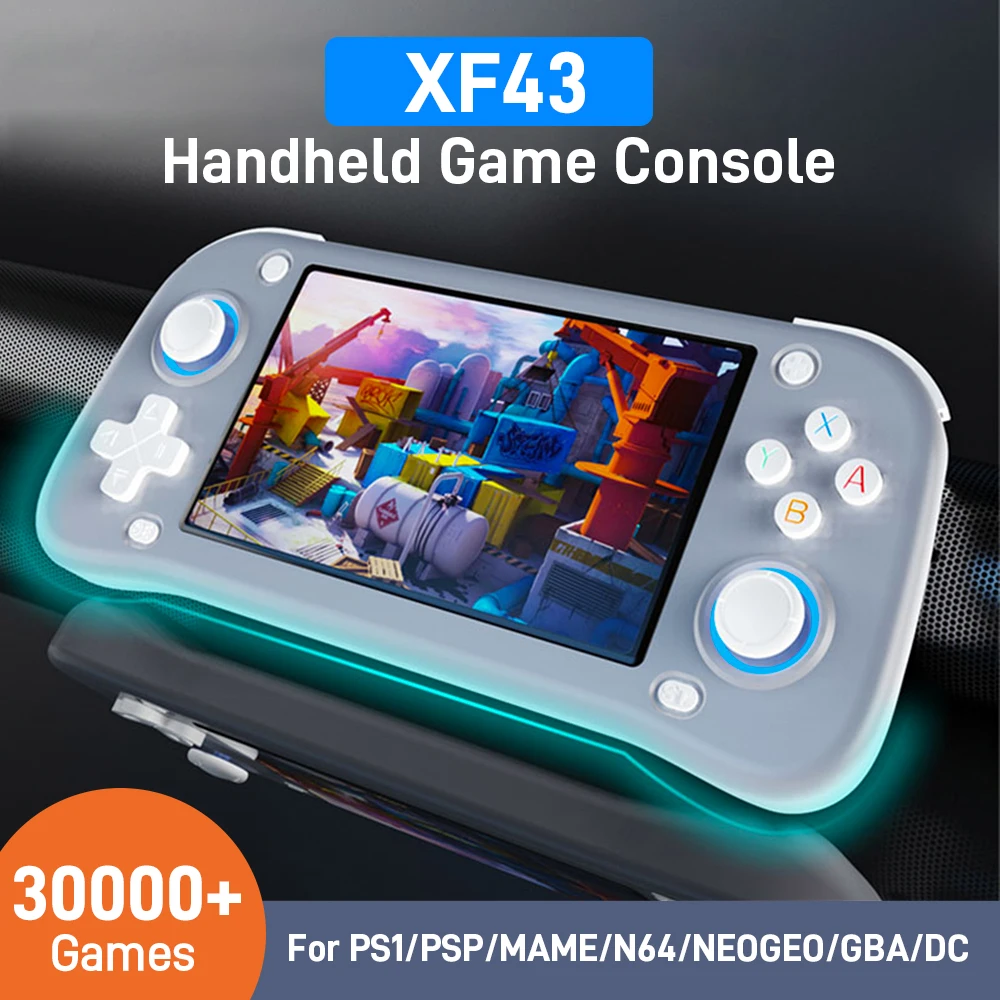 

XF43 Open Source EE4.3 Retro Handheld Game Console with 30000+Games&30 Emulators for PS1/PSP/MAME/N64/NEOGEO/GBA/DC RK3128 Chip