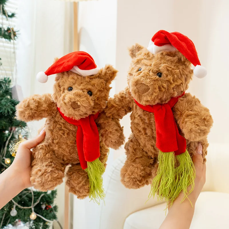 Peluche natalizio super carino Orsetto di peluche Kawaii Peluche Peluche Bambola Sciarpa di Natale Decor Regali di Natale per bambini