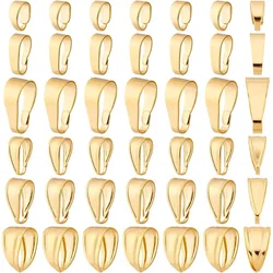 60pcs 24K Gold Plated Pendant Clasp Connectors, 6 Styles Golden Pinch Bails Brass Necklace Charm Clasp Jewelry Clasps Snap