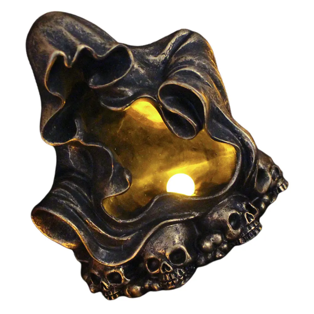 

1pcs Skull Statue with Light Resin Ghost Nightlight Halloween Decor Scary Figure Gothic Garden Lamp Ornament Party